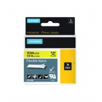 Dymo Nylon - black on yellow - Roll (1.2 cm x 3.5 m) 1 cassette(s) flexible tape - for Rhino 4200, 6000, 6000 Hard Case Kit; RhinoPRO 1000, 3000, 5000 18490