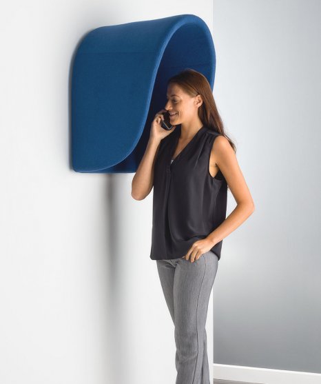 Storacall T700 Indoor Acoustic Fabric Telephone Hood - Wall mountable hood upholstered with acoustic Camira Blazer  fabric. Blue or Grey